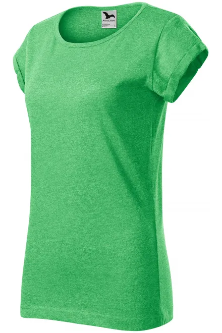 T-shirt femme à manches retroussées, marbre vert