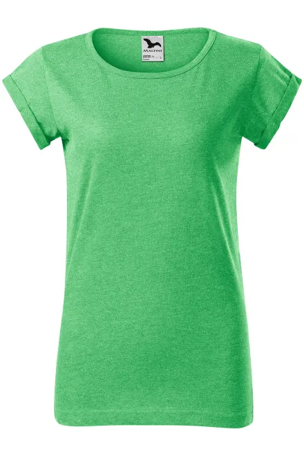 T-shirt femme à manches retroussées - marbre vert, 2XL