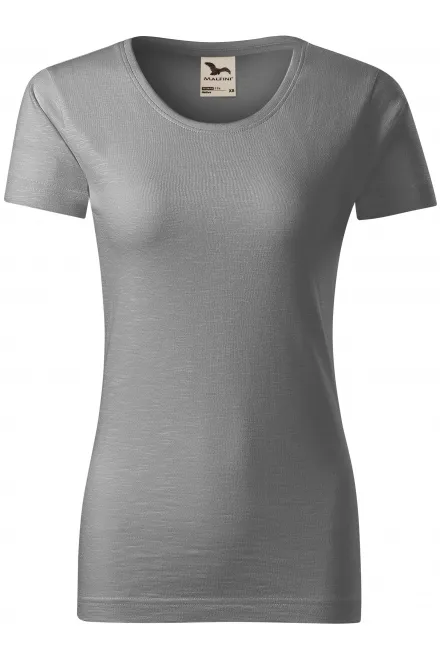 T-shirt femme, coton bio texturé - argent clair, M