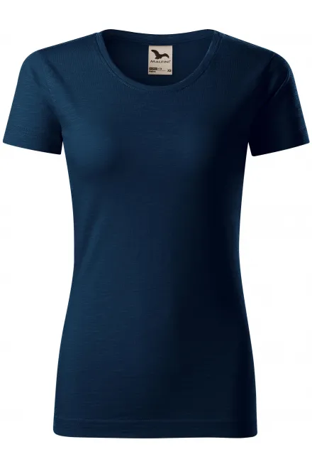 T-shirt femme, coton bio texturé - bleu foncé, M
