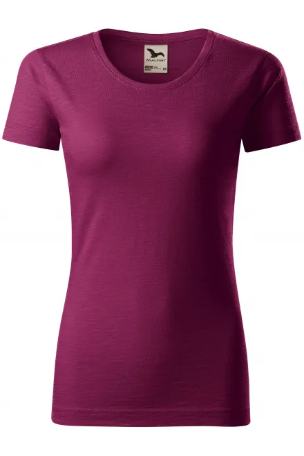 T-shirt femme, coton bio texturé - fuchsia, M