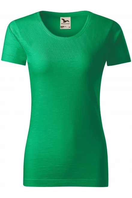T-shirt femme, coton bio texturé - herbe verte, M