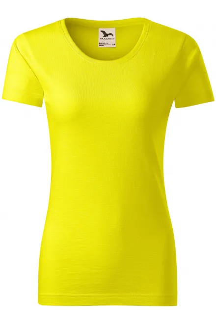 T-shirt femme, coton bio texturé - jaune citron, M