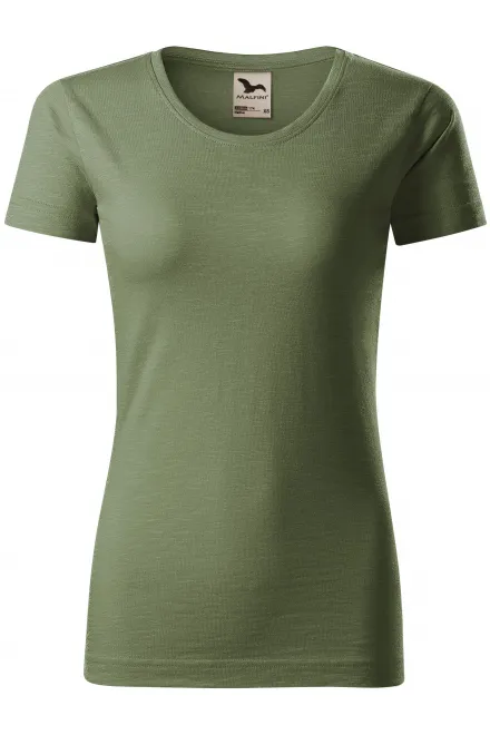 T-shirt femme, coton bio texturé - khaki, M
