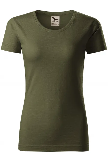 T-shirt femme, coton bio texturé - military, M