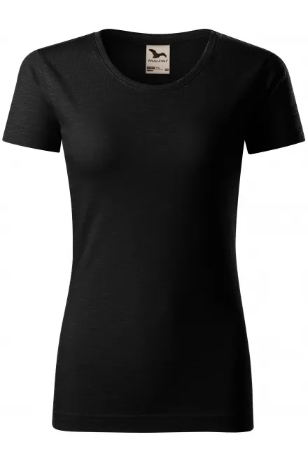 T-shirt femme, coton bio texturé - noir, M