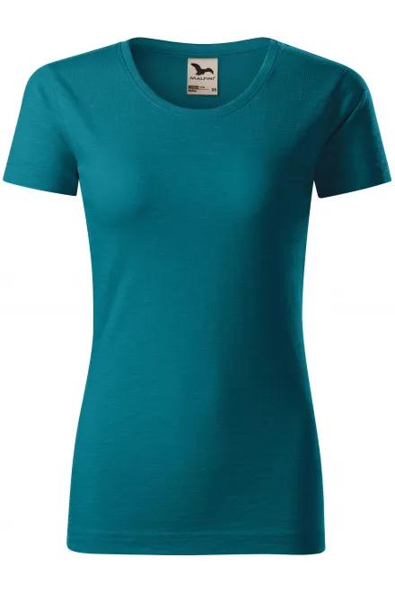 T-shirt femme, coton bio texturé - petrol blue, M
