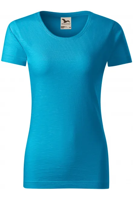 T-shirt femme, coton bio texturé - turquoise, M