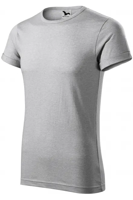 T-shirt homme à manches retroussées, marbre argenté