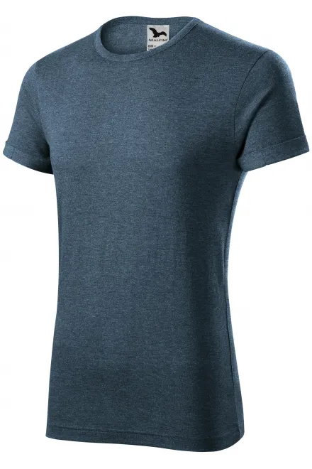 T-shirt homme à manches retroussées, marbre denim foncé