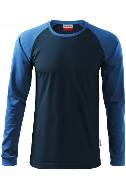 T-shirt homme contrasté à manches longues - bleu foncé, M