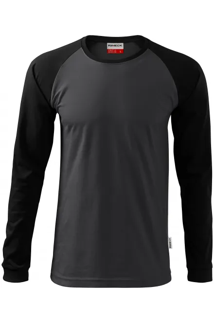 T-shirt homme contrasté à manches longues - gris ébène, M