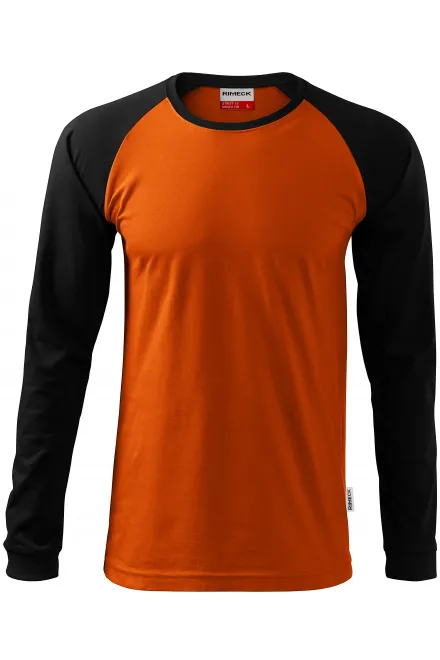 T-shirt homme contrasté à manches longues - orange, M