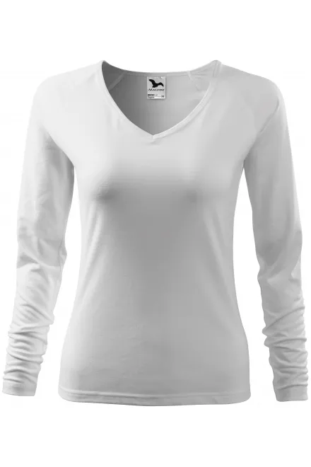 T-shirt près du corps pour femme, décolleté en V - blanche, XL