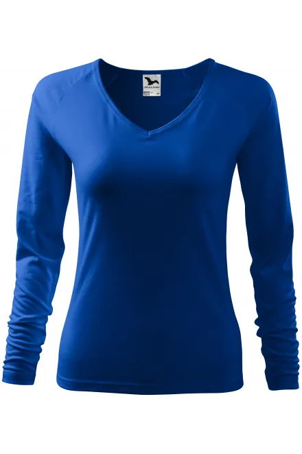 T-shirt près du corps pour femme, décolleté en V - bleu royal, XL