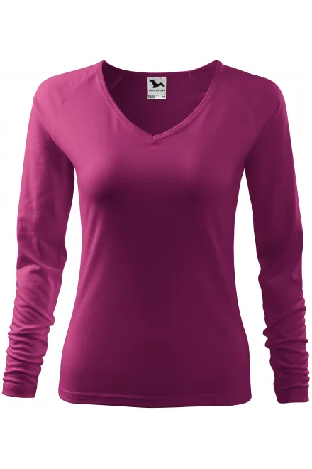 T-shirt près du corps pour femme, décolleté en V - fuchsia, XL