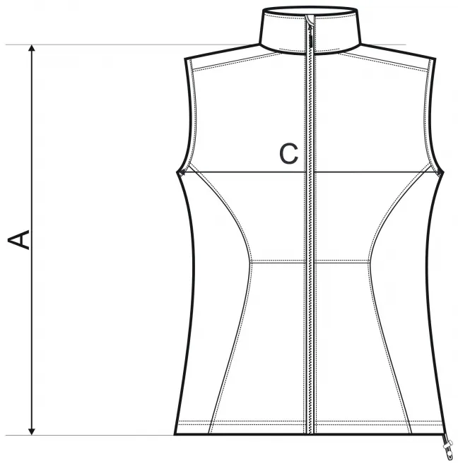 Gilet ajusté pour femme - tableau des dimensions