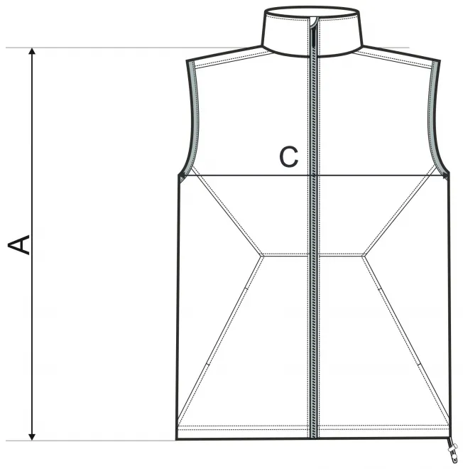 Gilet homme - tableau des dimensions