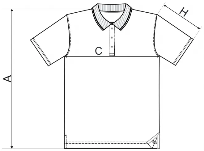 Polo homme mercerisé élégant - tableau des dimensions