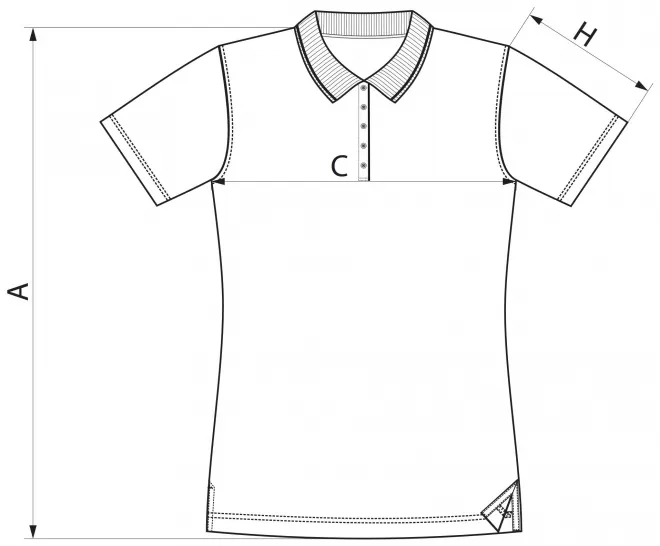 Polo mercerisé élégant pour femme - tableau des dimensions