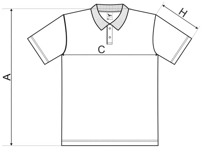Polo simple homme - tableau des dimensions