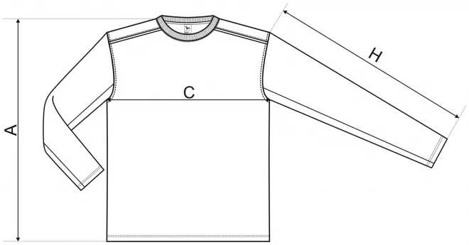 T-shirt à manches longues - tableau des dimensions