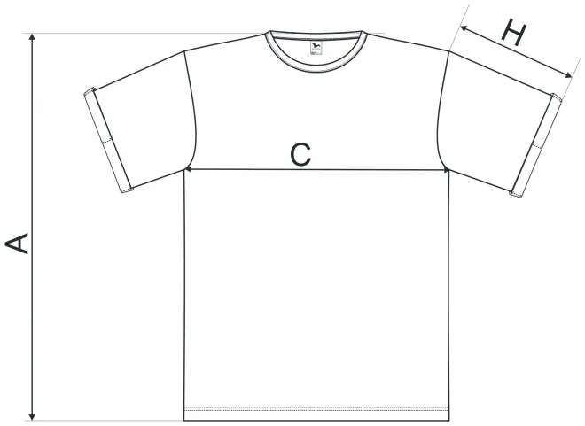 T-shirt homme à manches retroussées - tableau des dimensions