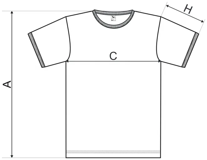 T-shirt unisexe contrasté - tableau des dimensions